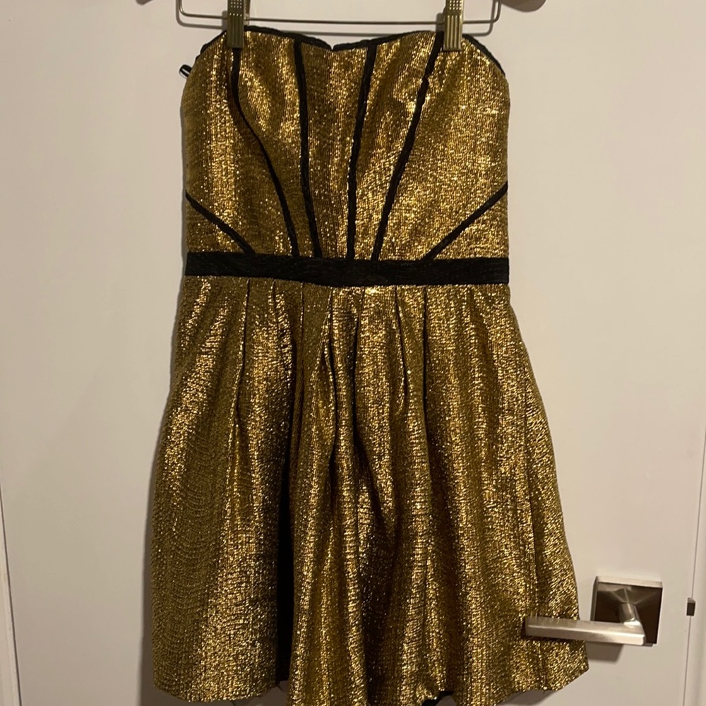 Urban Outfitters Sparkly gold strapless mini dress